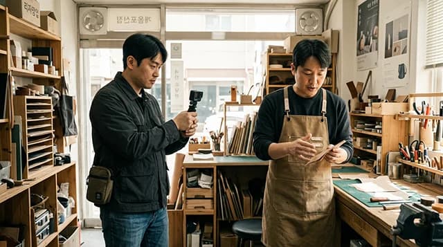 사업장에서 영상을 촬영하는 장면의 예시 이미지